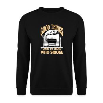 BBQ Grilling Meat Smoking Barbecue - Unisex Pullover - Schwarz - Vorne - Alina (178cm) & Michal (187cm)