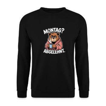  Montag Abgelehnt Mies Gelaunter Bär Mit Kaffee - Unisex Pullover - Schwarz - Vorne - Alina (178cm) & Michal (187cm)