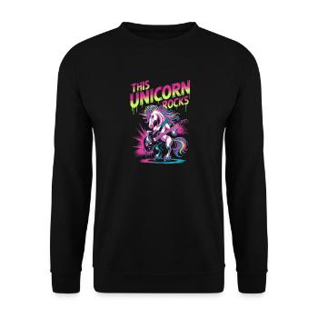 Unicorn Rock Neon-Gitarre - Unisex Pullover - Schwarz - Vorne - Alina (178cm) & Michal (187cm)