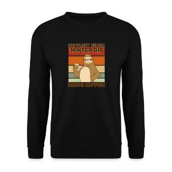 Bier Faultier - Unisex Pullover - Schwarz - Vorne - Alina (178cm) & Michal (187cm)