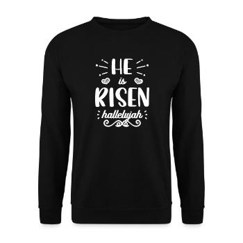 Er ist auferstanden, Hallelujah-Typografie. - Unisex Pullover - Schwarz - Vorne - Alina (178cm) & Michal (187cm)