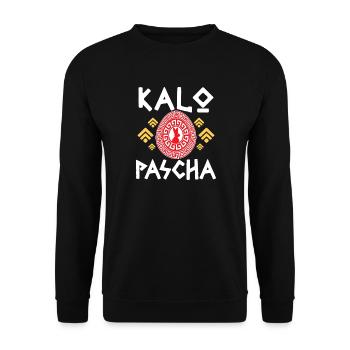 Kalo Pascha: Easter Rabbit Circle - Unisex Sweatshirt - black - Front - Alina (178cm) & Michal (187cm)
