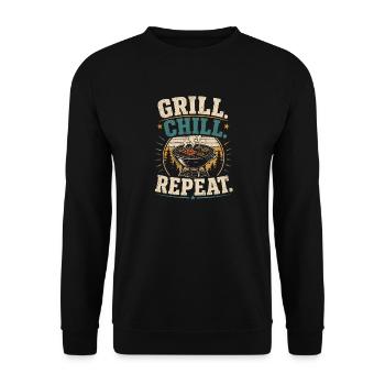 Dad Father Hero Grill Master BBQ Gift - Unisex Sweatshirt - black - Front - Alina (178cm) & Michal (187cm)