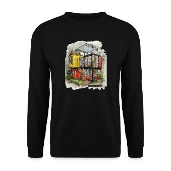 CONTENU MAIS GRATUIT - Art moderne sur conteneur maritime - Sweat-shirt Unisexe - noir - Devant - Alina (178cm) & Michal (187cm)