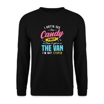 Candy First : Le Van Stupid, graphique sarcastique drôle et drôle - Sweat-shirt Unisexe - noir - Devant - Alina (178cm) & Michal (187cm)