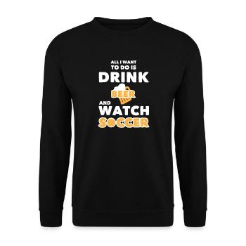 Beer and Soccer Fan Sports Typography Graphic - Unisex Sweatshirt - black - Front - Alina (178cm) & Michal (187cm)