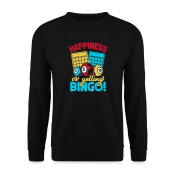 Bingo Game Happiness Is Yelling Bingo - Unisex Sweatshirt - black - Front - Alina (178cm) & Michal (187cm)
