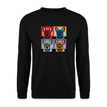 Pop Art French Bulldogs Colorful - Unisex Sweatshirt - black - Front - Alina (178cm) & Michal (187cm)