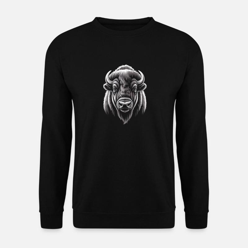 Buffalo Head Illustration - Unisex Sweatshirt - black