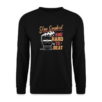 BBQ Grilling Meat Smoking Barbecue - Unisex Sweatshirt - black - Front - Alina (178cm) & Michal (187cm)