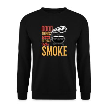 BBQ Grilling Meat Smoking Barbecue - Unisex Sweatshirt - black - Front - Alina (178cm) & Michal (187cm)