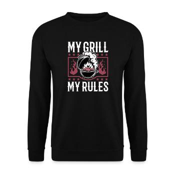 BBQ Grilling Meat Smoking Barbecue - Unisex Sweatshirt - black - Front - Alina (178cm) & Michal (187cm)