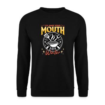 BBQ Grilling Meat Smoking Barbecue - Unisex Sweatshirt - black - Front - Alina (178cm) & Michal (187cm)