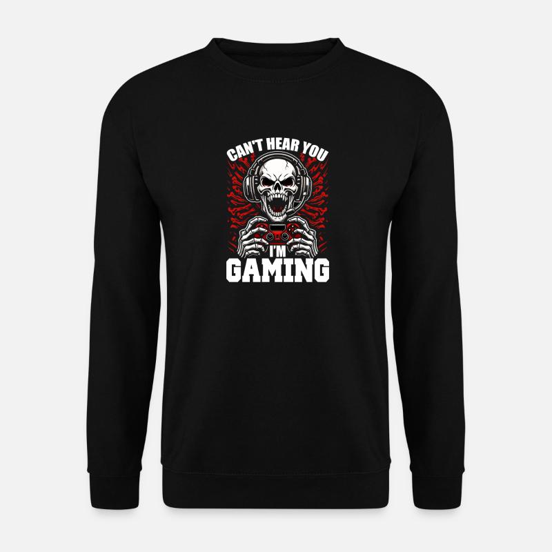 Totenkopf mit Gaming Controller Gamer Zocken - Unisex Pullover - Schwarz