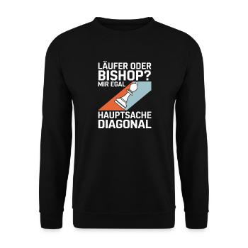 Läufer oder Bishop? Diagonal-Humor - Unisex Pullover - Schwarz - Vorne - Alina (178cm) & Michal (187cm)