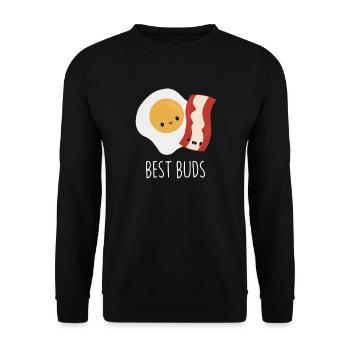 Best Buds Egg and Bacon - Unisex Sweatshirt - black - Front - Alina (178cm) & Michal (187cm)