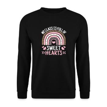 Sweet Hearts Regenbogenleoparden-Klasse - Unisex Pullover - Schwarz - Vorne - Alina (178cm) & Michal (187cm)