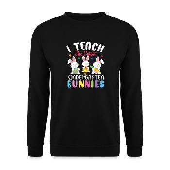 I Teach The Cutest Kindergarten Bunnies - Unisex Sweatshirt - black - Front - Alina (178cm) & Michal (187cm)