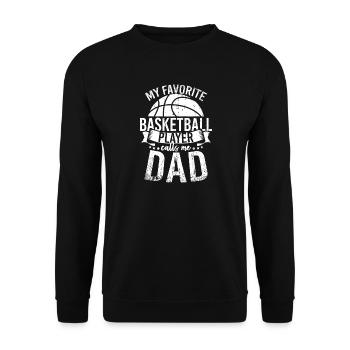 Basketball-Papa: Mein Lieblingsspieler - Unisex Pullover - Schwarz - Vorne - Alina (178cm) & Michal (187cm)