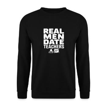 Les vrais hommes sortent avec des professeurs - Sweat-shirt Unisexe - noir - Devant - Alina (178cm) & Michal (187cm)