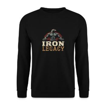 Vintage Gym Bodybuilding Eagle Retro Strength Fitness - Unisex Sweatshirt - black - Front - Alina (178cm) & Michal (187cm)