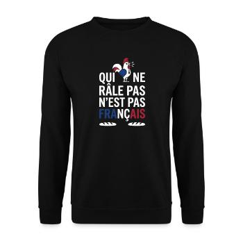 Qui ne râle pas n’est pas Français - Sweat-shirt Unisexe - noir - Devant - Alina (178cm) & Michal (187cm)