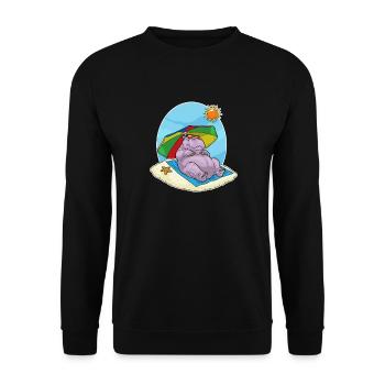 Hippopotamus Beach Parasol Summer - Unisex Sweatshirt - black - Front - Alina (178cm) & Michal (187cm)