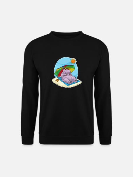 Hippopotamus Beach Parasol Summer - Unisex Sweatshirt - black