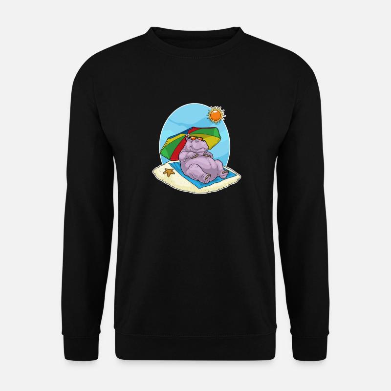 Hippopotamus Beach Parasol Summer - Unisex Sweatshirt - black