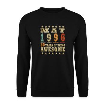 Mai 1996 – 30 Jahre Awesome Retro - Unisex Pullover - Schwarz - Vorne - Alina (178cm) & Michal (187cm)
