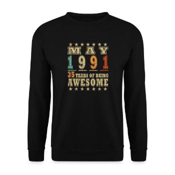May 1991 – 35 Jahre Awesome - Unisex Pullover - Schwarz - Vorne - Alina (178cm) & Michal (187cm)