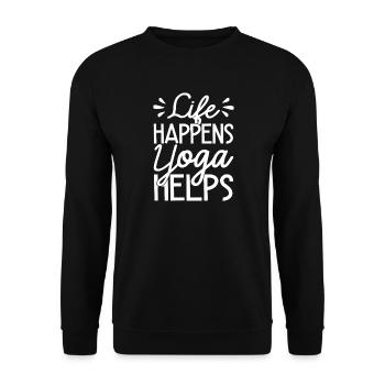Pilates Enthusiasts Life Happens Yoga Helps - Unisex Sweatshirt - black - Front - Alina (178cm) & Michal (187cm)