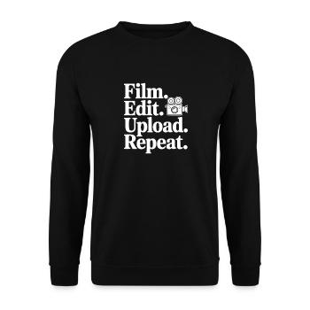 Film. Edit. Upload. Repeat. - Unisex Sweatshirt - black - Front - Alina (178cm) & Michal (187cm)