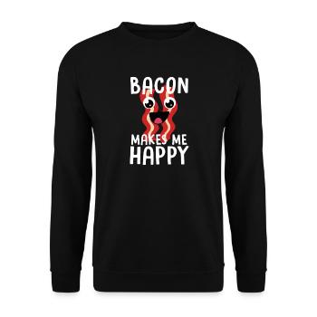 Bacon Makes Me Happy: Fun Bacon Mood - Unisex Sweatshirt - black - Front - Alina (178cm) & Michal (187cm)