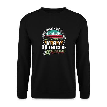 Vintage May 60 Year Old Awesome - Unisex Sweatshirt - black - Front - Alina (178cm) & Michal (187cm)