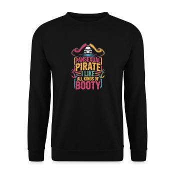 Pirate pansexuel : j’aime toutes sortes de fesses - Sweat-shirt Unisexe - noir - Devant - Alina (178cm) & Michal (187cm)