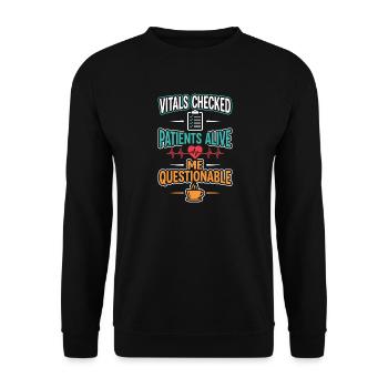 Night Shift Nurse, Tired - Unisex Sweatshirt - black - Front - Alina (178cm) & Michal (187cm)