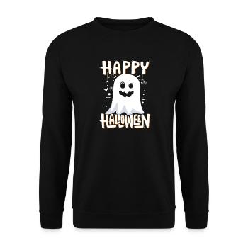 Happy Halloween Ghost Illustration - Unisex Sweatshirt - black - Front - Alina (178cm) & Michal (187cm)