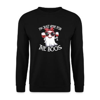 Wein-Geist-Boo-Party - Unisex Pullover - Schwarz - Vorne - Alina (178cm) & Michal (187cm)