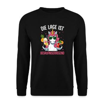 Die Lage Ist Besaufniserregend Einhorn  - Unisex Pullover - Schwarz - Vorne - Alina (178cm) & Michal (187cm)
