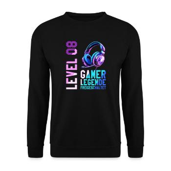 8. Geburtstag Junge Mädchen Gaming Level 8 Jahre - Unisex Pullover - Schwarz - Vorne - Alina (178cm) & Michal (187cm)