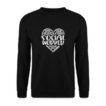 Herz-Wortwolke des Sozialarbeiters - Unisex Pullover - Schwarz - Vorne - Alina (178cm) & Michal (187cm)