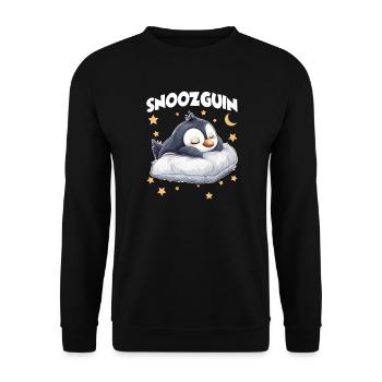 Snoozguin Penguin Pyjama du matin Grognon Lève-toi tard - Sweat-shirt Unisexe - noir - Devant - Alina (178cm) & Michal (187cm)