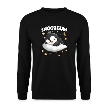 Snoozguin Penguin Sleepyheads Late Riser - Unisex Sweatshirt - black - Front - Alina (178cm) & Michal (187cm)