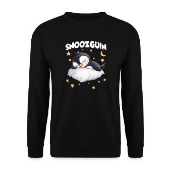 Snoozguin Penguin Pyjama Matinal Fatigué - Sweat-shirt Unisexe - noir - Devant - Alina (178cm) & Michal (187cm)