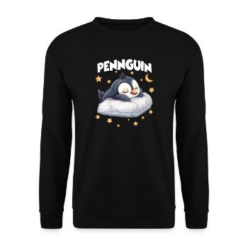 Penguin Pingouin Pyjama du matin Grognon Lève-tard-là - Sweat-shirt Unisexe - noir - Devant - Alina (178cm) & Michal (187cm)
