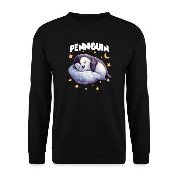 PennguinPenguin Pajamas Pennguin Late Riser - Unisex Sweatshirt - black - Front - Alina (178cm) & Michal (187cm)