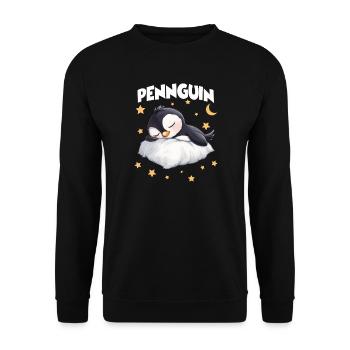 Pennguin Pinguin Pyjama müde Morgenmuffel Langschl - Sweat-shirt Unisexe - noir - Devant - Alina (178cm) & Michal (187cm)