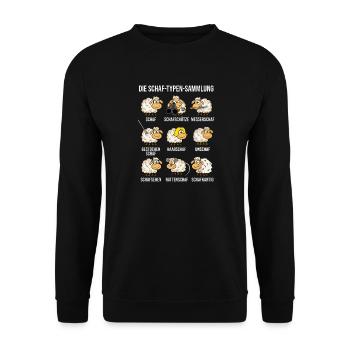 Die Schaf Typen Sammlung Lustiges Wortspiel - Unisex Pullover - Schwarz - Vorne - Alina (178cm) & Michal (187cm)