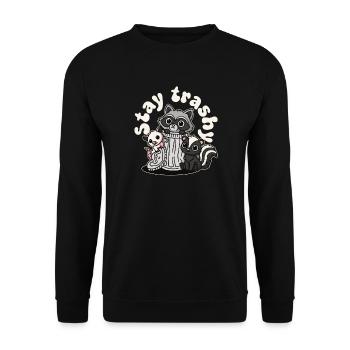 Stay Trashy Raccoon Opossum Skunk - Unisex Sweatshirt - black - Front - Alina (178cm) & Michal (187cm)